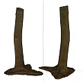Natural Stone Wood Tree Trunks With Intact Roots And Rustic Texture 3d model