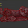 Reddish Brown Stone Sculpture With Curved Body And Detailed Textures On Dark Background