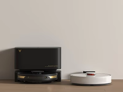 Smart Robot Vacuum Cleaner and Charging Dock for Home Cleaning Solutions 3d model