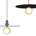 Modern Minimalist Chandeliers With White Spherical Bulbs Black Horizontal Bar And Metallic Base