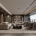 Modern Living And Dining Room Interior With Neutral Sofa Coffee Table Rug And Large Windows