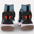 Light Blue High Top Shoes With Perforated Black Straps Orange Purple Accents And Pink White Soles