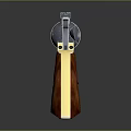 Classic Revolver With Shiny Metal Barrel Wooden Grip And Gold Accents