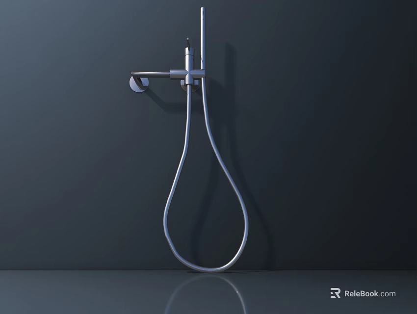Modern Wall Mounted Silver Metal Handheld Shower Head With Flexible Hose And Sleek Design 3d model 