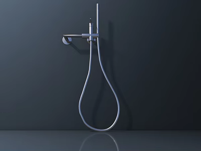 Modern Wall Mounted Silver Metal Handheld Shower Head With Flexible Hose And Sleek Design 3d model