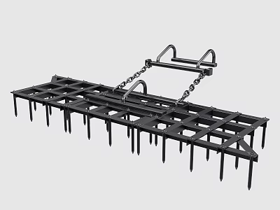 Durable Metal Hardware Tools With Sharp Tines And Chain For Garden Cultivation 3d model
