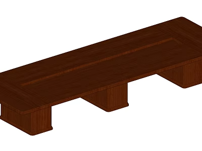 Modern Wooden Brown Conference Table With Simple Design And Sturdy Base 3d model
