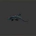 Spiked Creature Character In Walking Stance With Teal And Orange Scales 3D Render