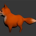 3D Rendered Orange Fox With White Chest On Simple Gray Background