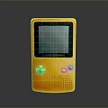 Yellow Retro Handheld Game Console With Screen And Colorful Control Buttons 3d model