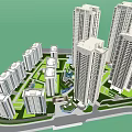 Elegant Modern High Rise Residential Towers With Green Areas And Water Features