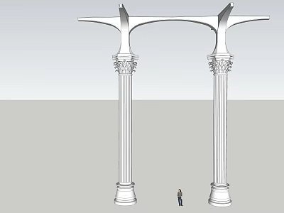 Two Fluted Columns with Ornate Capitals and Decorative Arch for Architectural Design 3d model