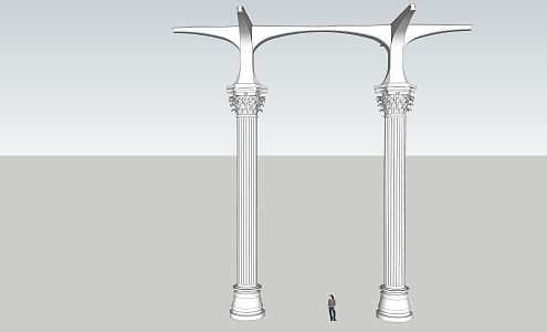 Modern Column Post Door 3d model