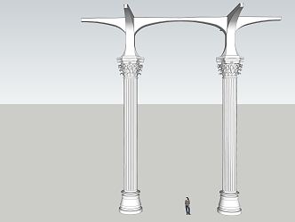 Modern Column Post Door 3d model