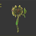 Green and Yellow Plant Inspired Weapon with Decorative 3D Model Leaf Like Structure