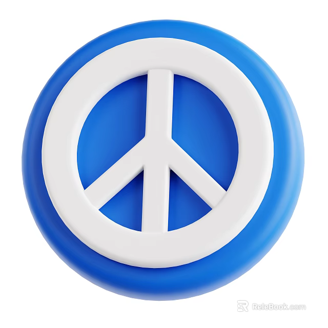 Decorative Peace Sign Ornament Set in Blue and White Circular Design 3d model 