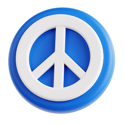 Decorative Peace Sign Ornament Set in Blue and White Circular Design 3d model
