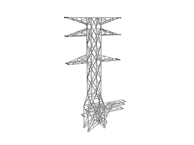 Industrial Equipment High Voltage Electricity Pylon With Steel Structure And Transmission Lines 3d model