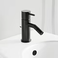 Wall Mounted White Toilet With Bidet And Black Faucet In Modern Bathroom