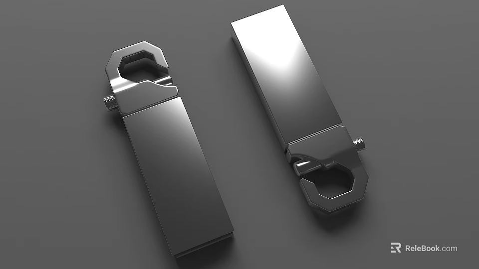 Two Pieces Metallic Mechanical Connectors With Smooth Surface And Hexagonal Interface 3d model 