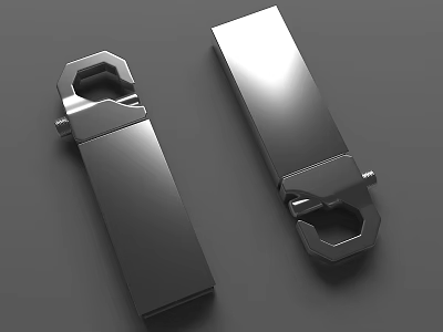 Two Pieces Metallic Mechanical Connectors With Smooth Surface And Hexagonal Interface 3d model