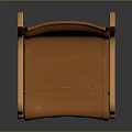 Contemporary Armchair Featuring Brown Leather Seat And Curved Wooden Frame Legs