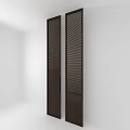Modern Wooden Hinged Door Design With Vertical Slats And Dark Finish