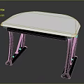 Curved White Tabletop With Sturdy Metal Frame And Modern Simple Design 3d model
