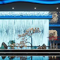 Luxurious Modern SPA Sauna Interior With Waterfall Wall Decorative Tree And Reflected Floor 3d model