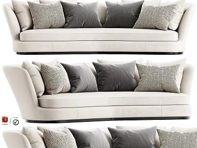 Modern Beige Sectional Sofa With Gray Textured Pillows And Soft Upholstery Design 3d model