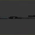 Modern Tactical Weapon Design With Scope Magazine And Black Blue Details