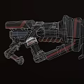 Black And Red Sci Fi Gun With Futuristic Mechanical Design And Tactical Grip