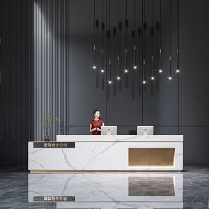 Modern Front Desk Company Front Office Reception Desk 3d model