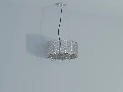 Modern Round Crystal Chandelier Hanging In Minimalist Interior Decorative Design 3d model
