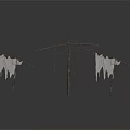 Outdoor Clothes Drying Racks With Hanging Fabric And Icicles In Winter