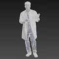 Male Doctor in White Coat With Cap Stethoscope Gesturing Against Gray Background