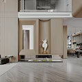 Modern Loft Living Room Interior With Wooden Decor Art And Plants