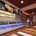 Modern Restaurant Interior Featuring Wooden Tables Chairs Colorful EAT WINE Wall Graffiti And Pendant Lights