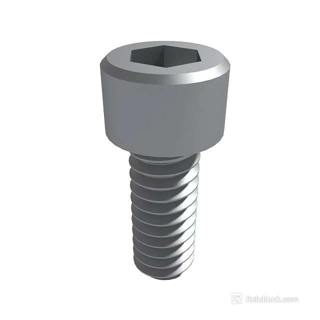 Metal Hex Head Screw With Threaded Shank And Cylindrical Body Fastener 3d model 