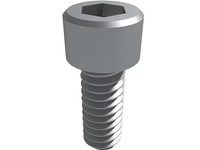 Metal Hex Head Screw With Threaded Shank And Cylindrical Body Fastener 3d model