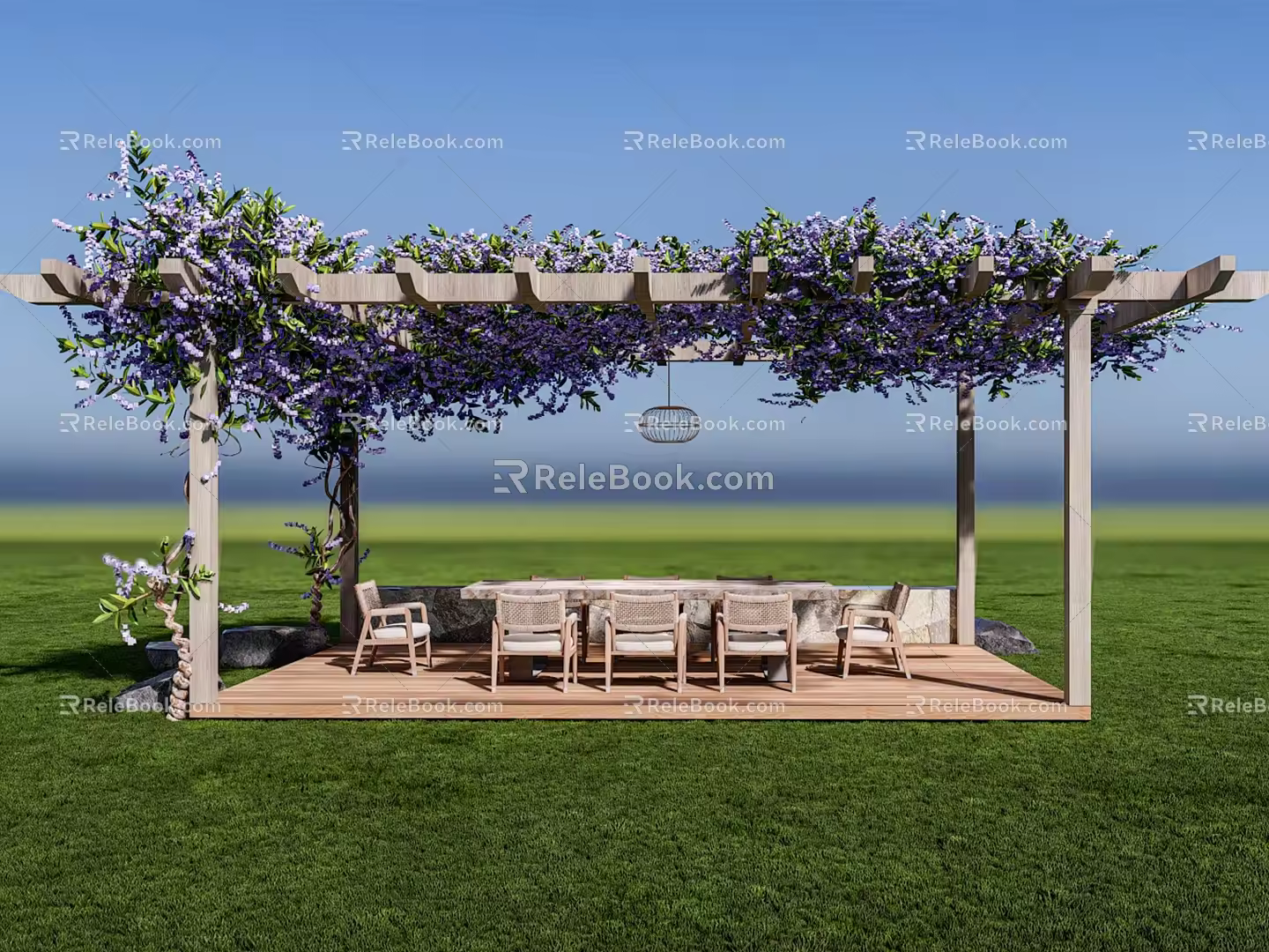 Modern Courtyard Corridor Flower Rack Outdoor Table and Chair Landscape Corridor Flower Rack Corridor 3d model