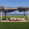 Modern Courtyard Corridor Flower Rack Outdoor Table and Chair Landscape Corridor Flower Rack Corridor 3d model