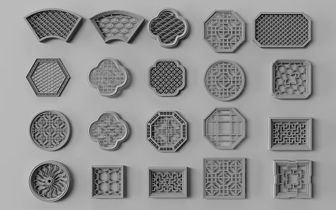 New Chinese Style Flower Window Hollow Window Hollow Window Carved Window Grated Window 3d model
