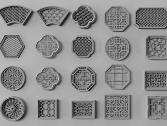 New Chinese Style Flower Window Hollow Window Hollow Window Carved Window Grated Window 3d model