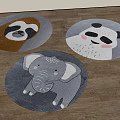 Round Rugs With Cute Sloth Panda Elephant Patterns For Kids Room Decor