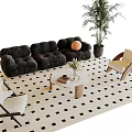 Mid-ancient style sofa coffee table combination 3d model