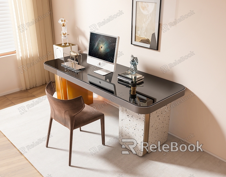 Modern Desk Chair Cream Rock Board Desk model