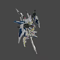 Game Movie Mecha Character With Silver Blue Gold Armor And Long Spear