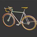 White Bicycle With Yellow Handlebars Seat And Rims