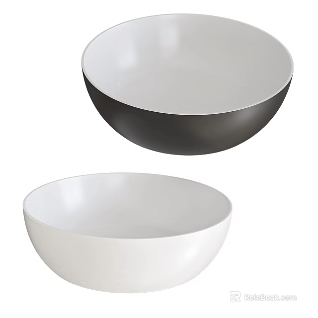 Modern Bowl Shaped Washbasins In Black And White With Sleek Design 3d model 